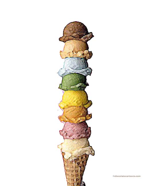 painted ice creams in cone